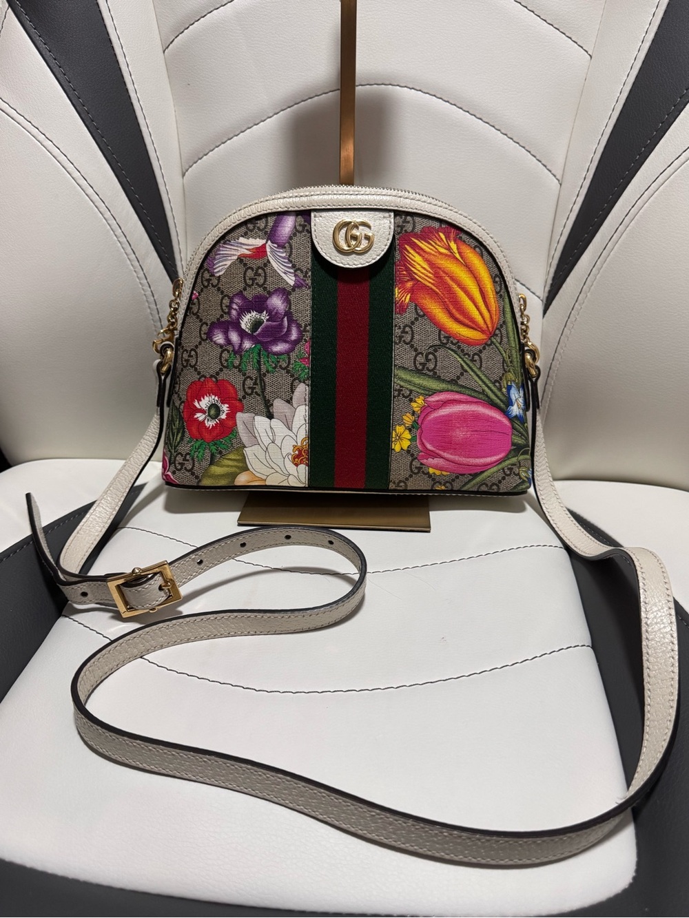 Gucci Floral GG Supreme Mini Dome Crossbody Bag in Multicolor